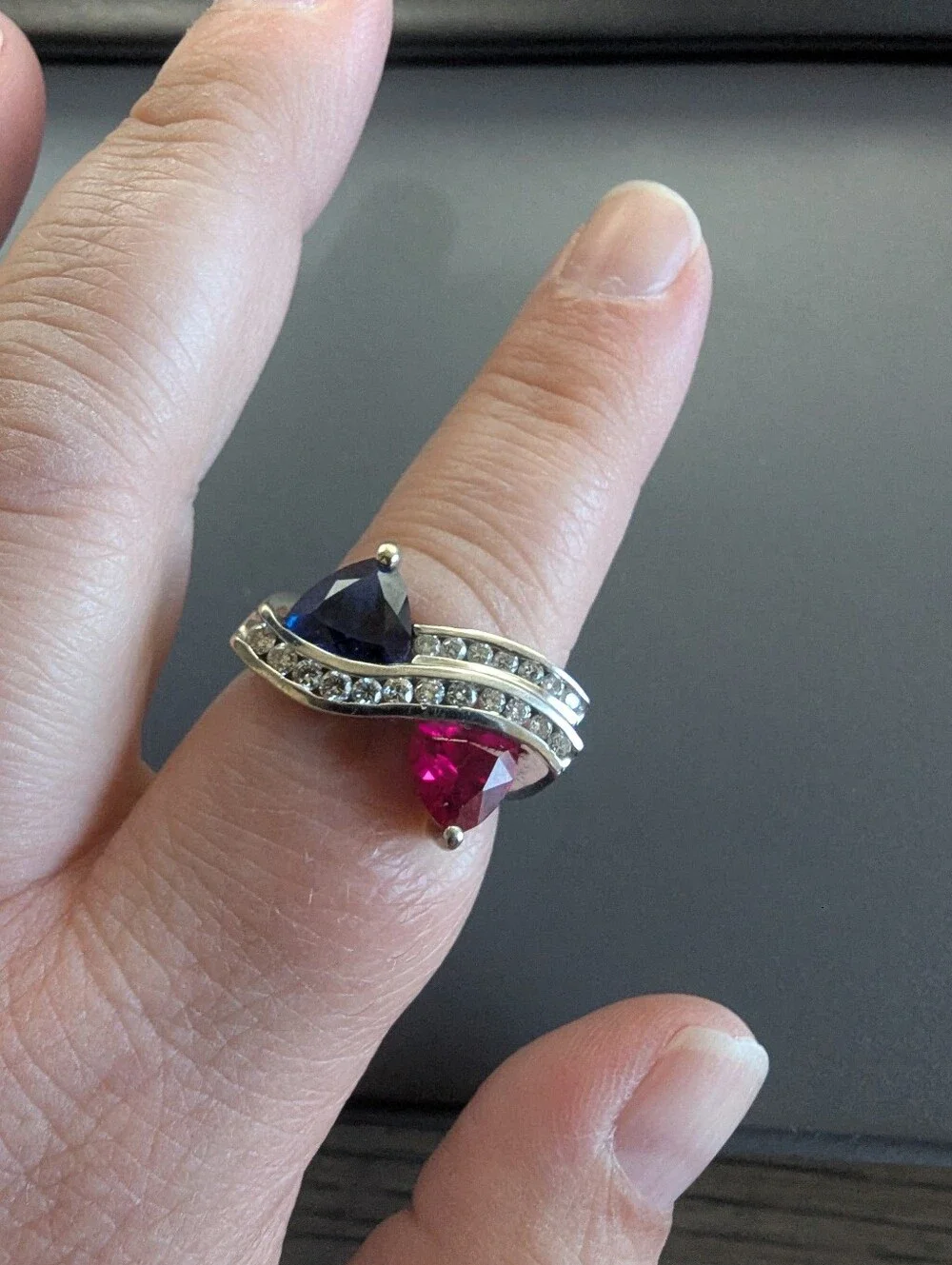 Created Sapphire & Created Ruby Ring with Diamonds Custom